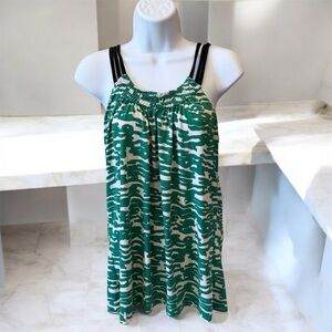 Banana Republic Green and White Patterned Tank Top sz medium
